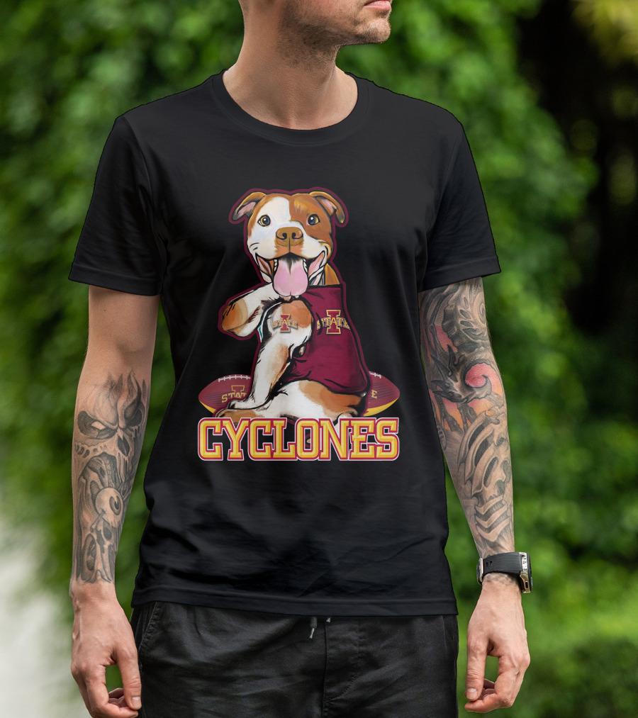 Iowa State Cyclones Pitbull With Football And Tattoos T-Shirt