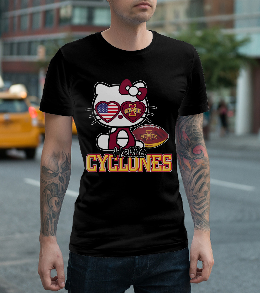 Hello Kitty Iowa State Cyclones Football American Flag T-Shirt
