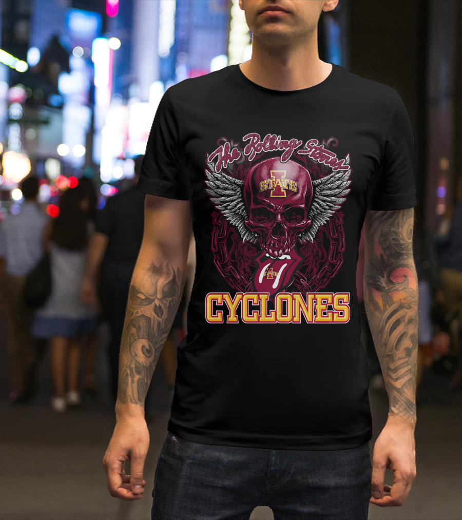 The Rolling Stones Iowa State Cyclones Skull Winged Tongue T-Shirt