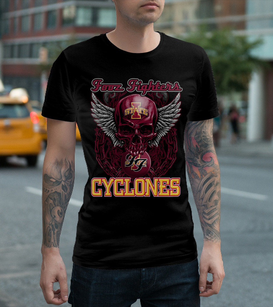 Iowa State Foo Fighters Cyclones Winged Skull T-Shirt