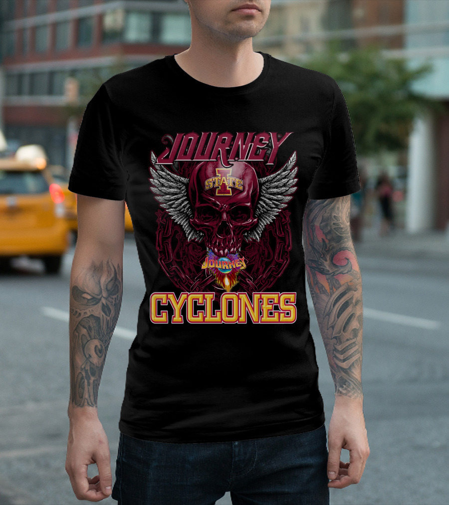 Journey Cyclones Iowa State Winged Skull Flame T-Shirt