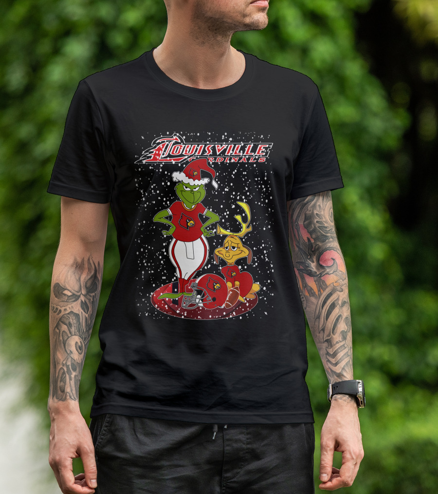 Grinchxmas Louisville Cardinals Football Snow Scene T-Shirt