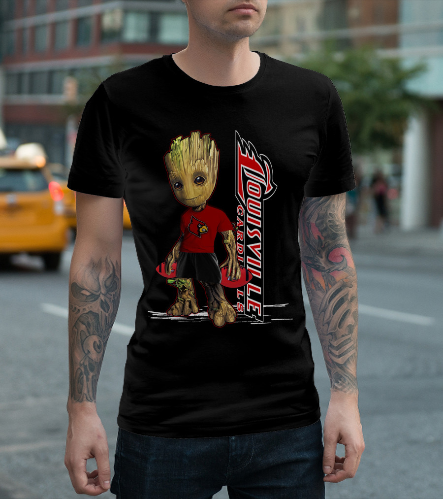 Groot Louisville Cardinals Fan Character with Team T-Shirt