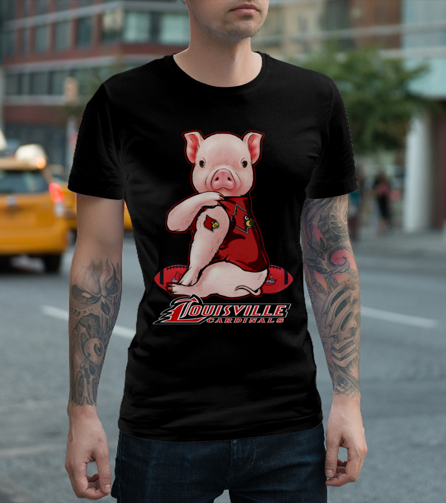 Louisville Cardinals Pig with Football Gear T-Shirt