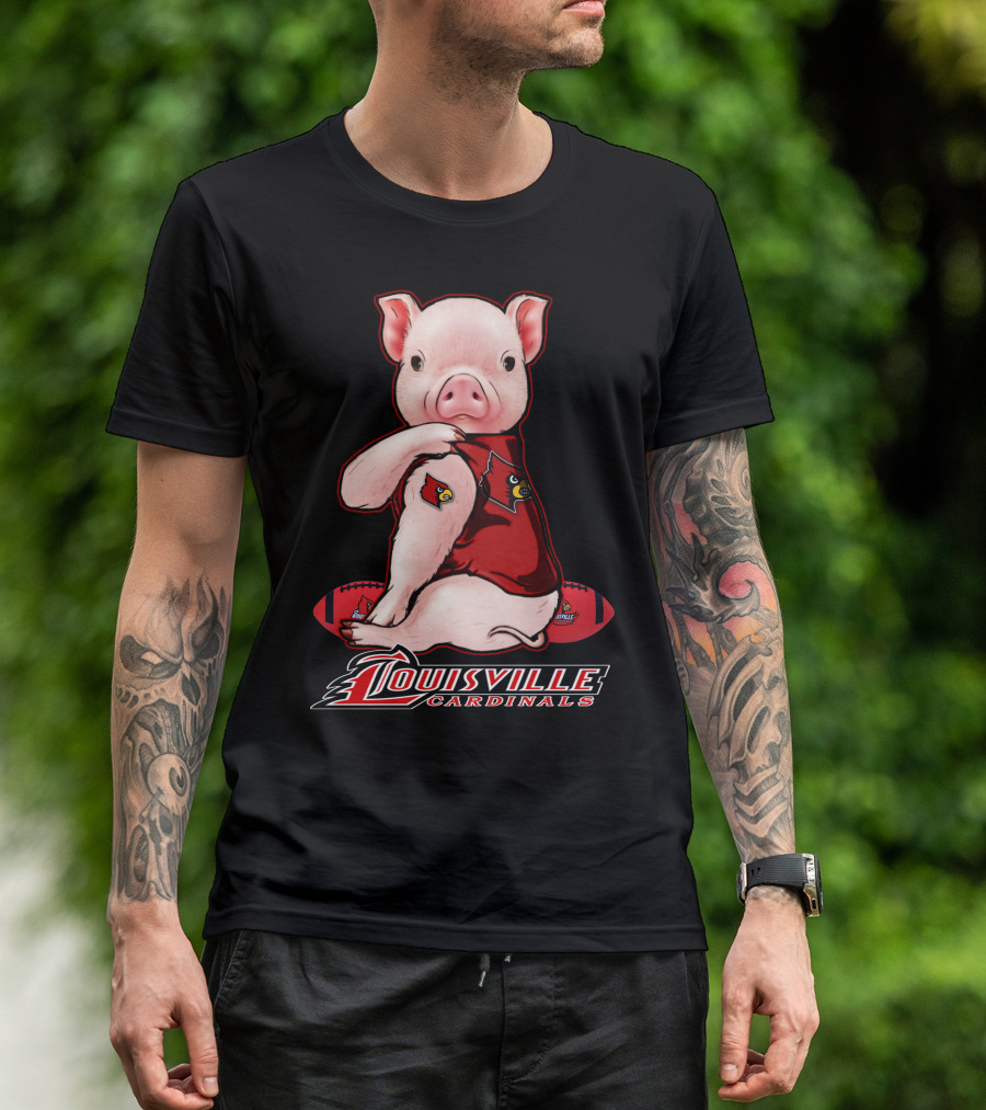 Louisville Cardinals Pig With Football Gear T-Shirt