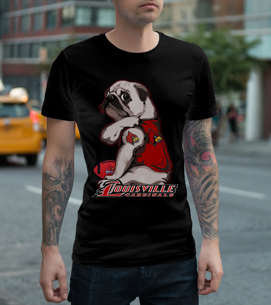 Louisville Cardinals Pug Football T-Shirt