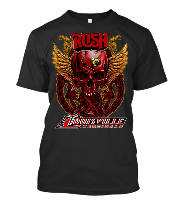 Rush Louisville Cardinals Skull With Wings And Chain T-Shirt