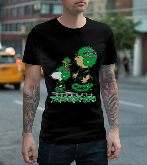 Marshall Thundering Herd Football Cartoon Characters T-Shirt