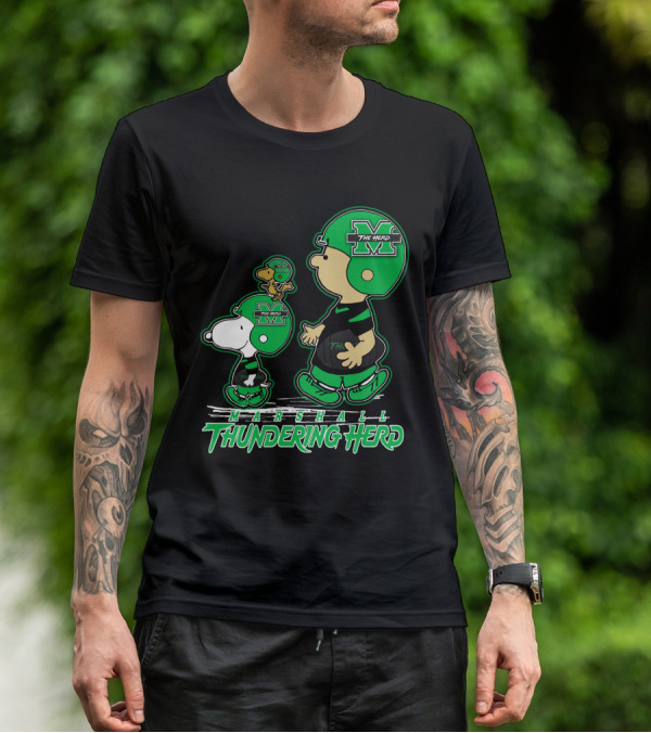 Marshall Thundering Herd Football Cartoon Characters T-Shirt