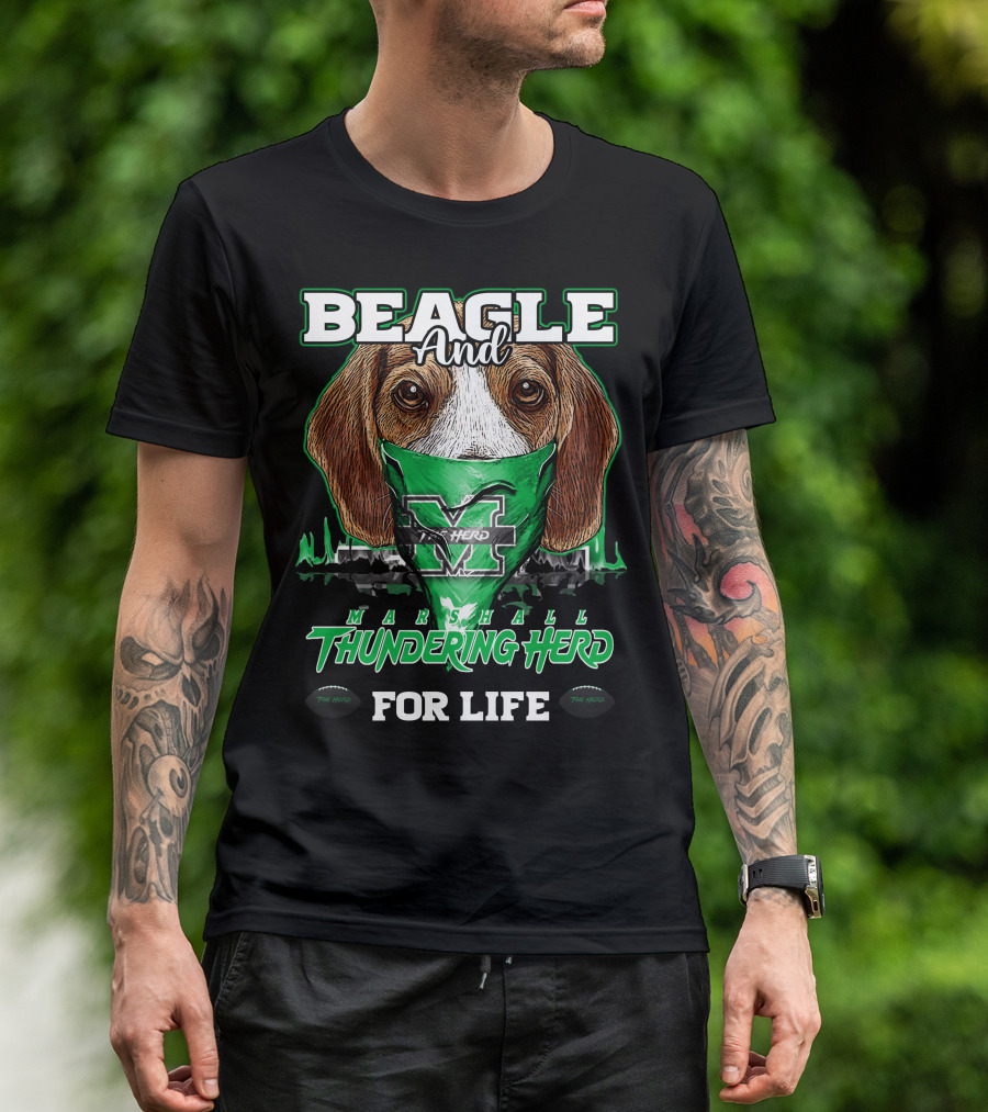 Beagle And Marshall Thundering Herd For Life T-Shirt