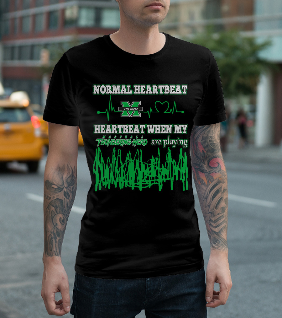 Normal Heartbeat Heartbeat When My Marshall Thundering Herd Are Playing T-Shirt