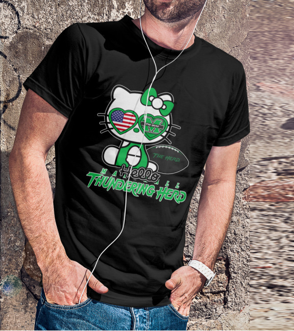 Hello Kitty Marshall The Herd Thundering Herd Football T-Shirt