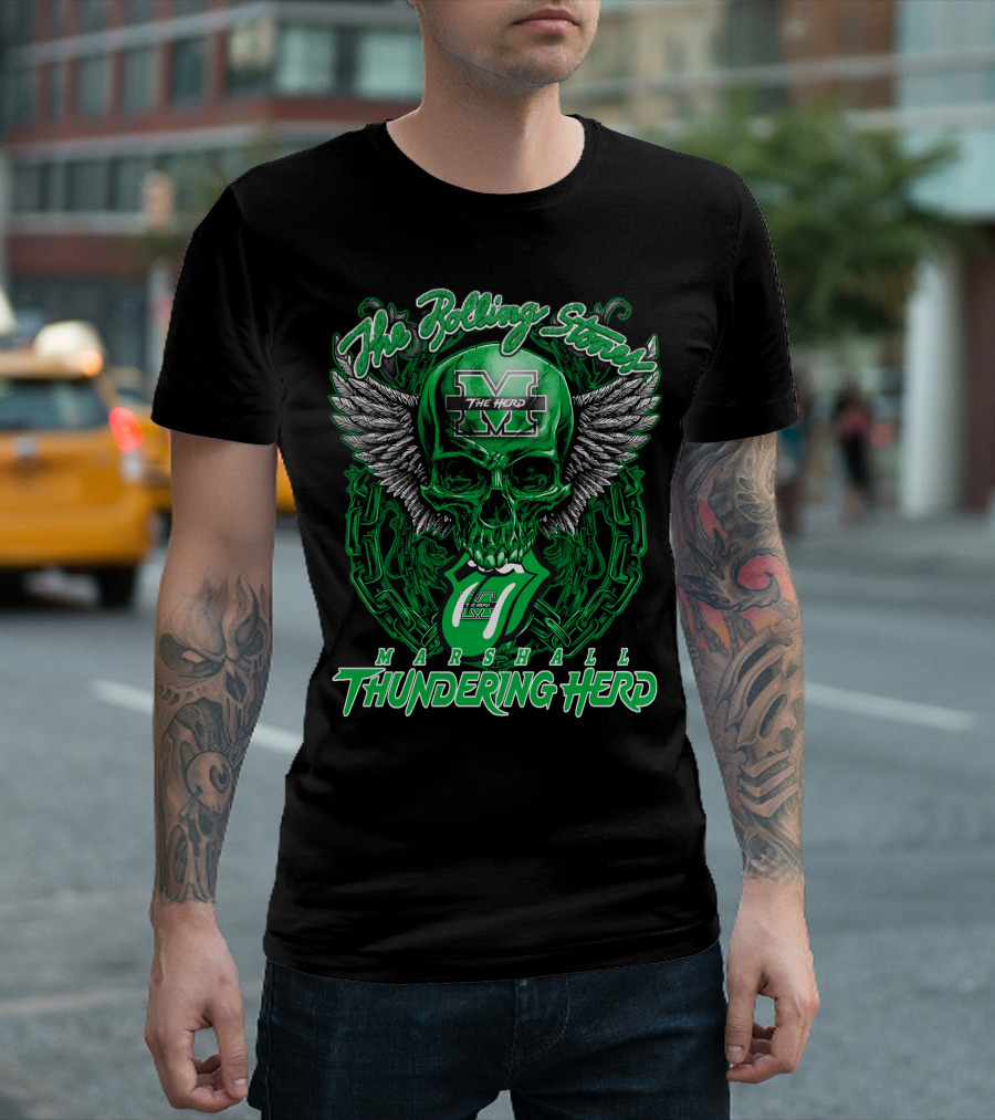 The Rolling Stones Marshall Thundering Herd Skull With Wings And Tongue T-Shirt