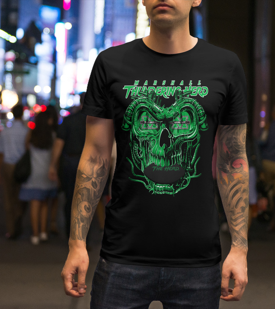 Marshall Thundering Herd Dragonskull The Herd Green X T-Shirt