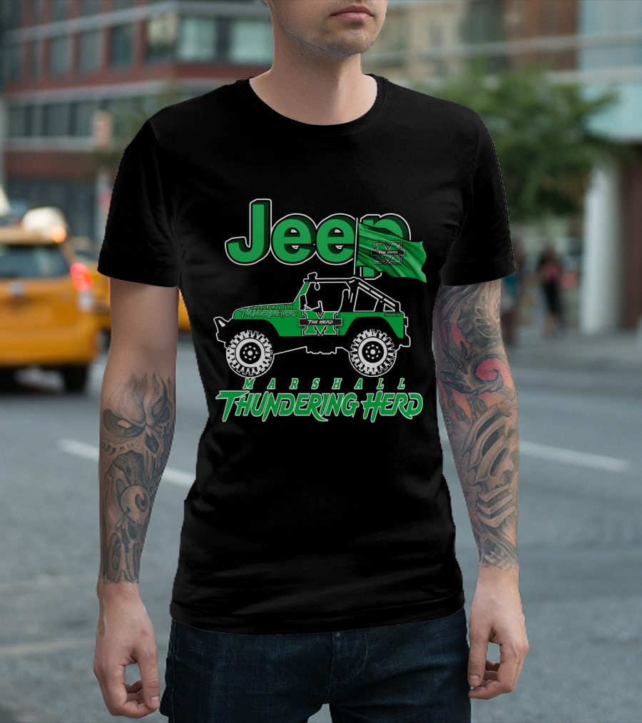 Jeep Marshall Thundering Herd The Herd Green Flag T-Shirt