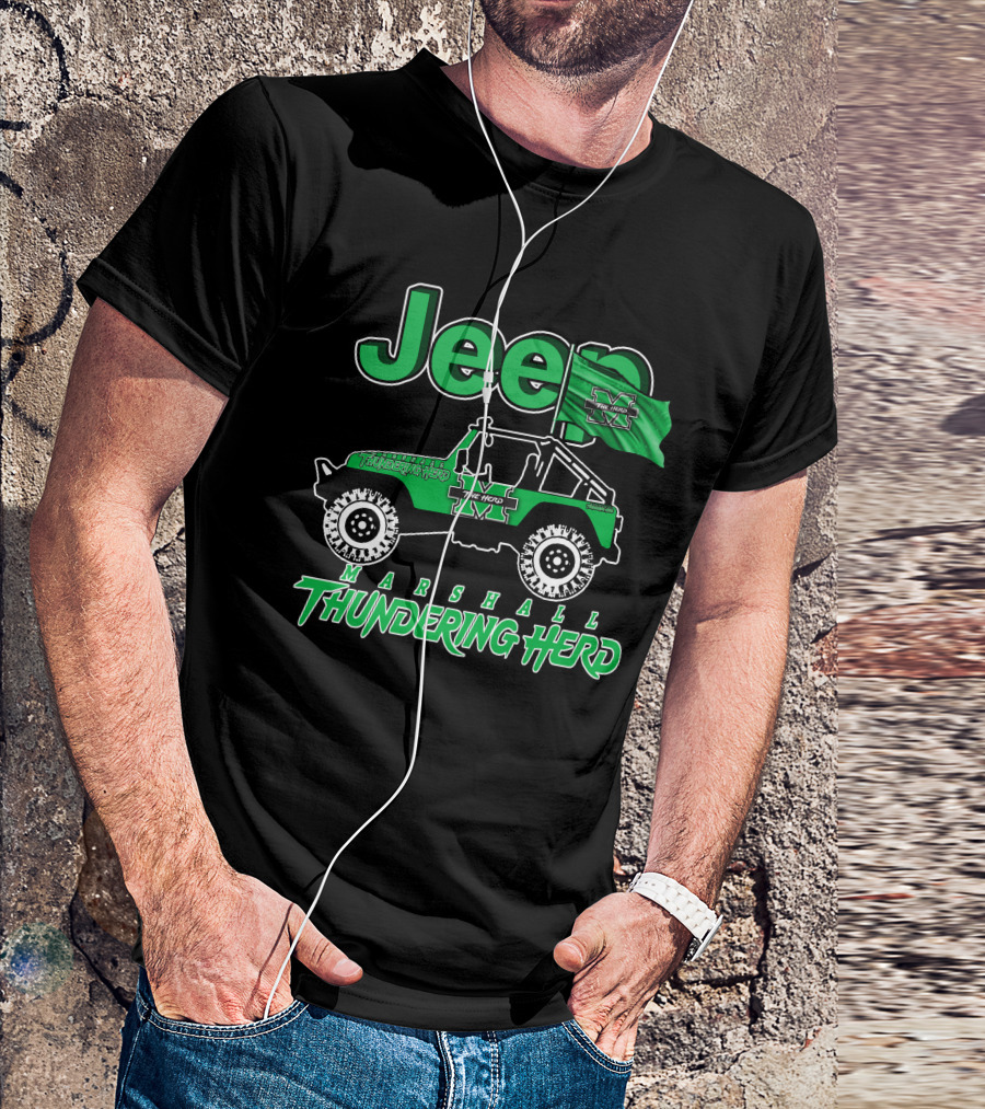 Jeep Marshall Thundering Herd The Herd Green Flag T-Shirt