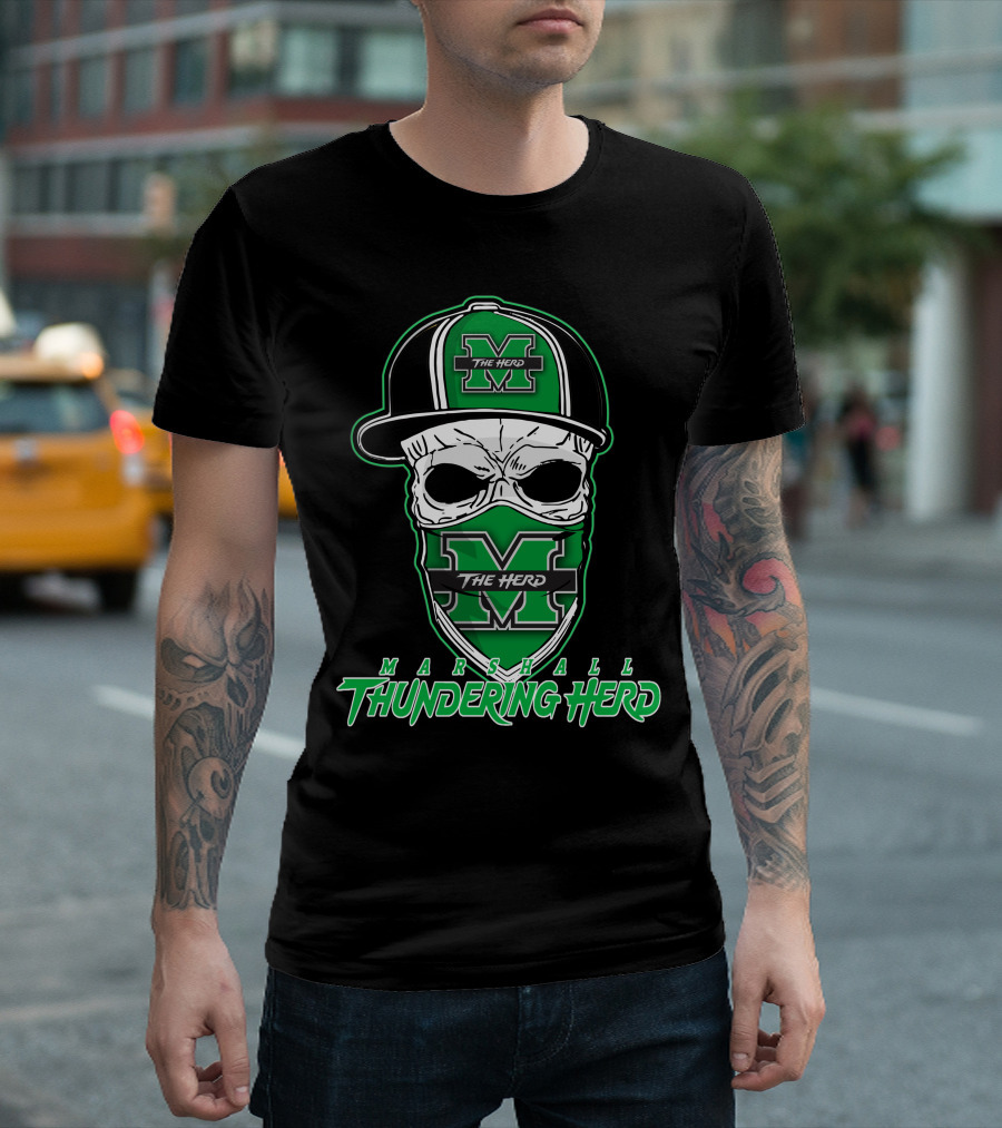 Marshall Thundering Herd Skull Hat The Herd M T-Shirt