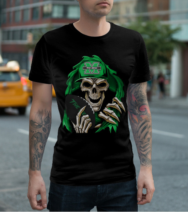 Skullbong Marshall Thundering Herd The Herd M Icon With Football T-Shirt