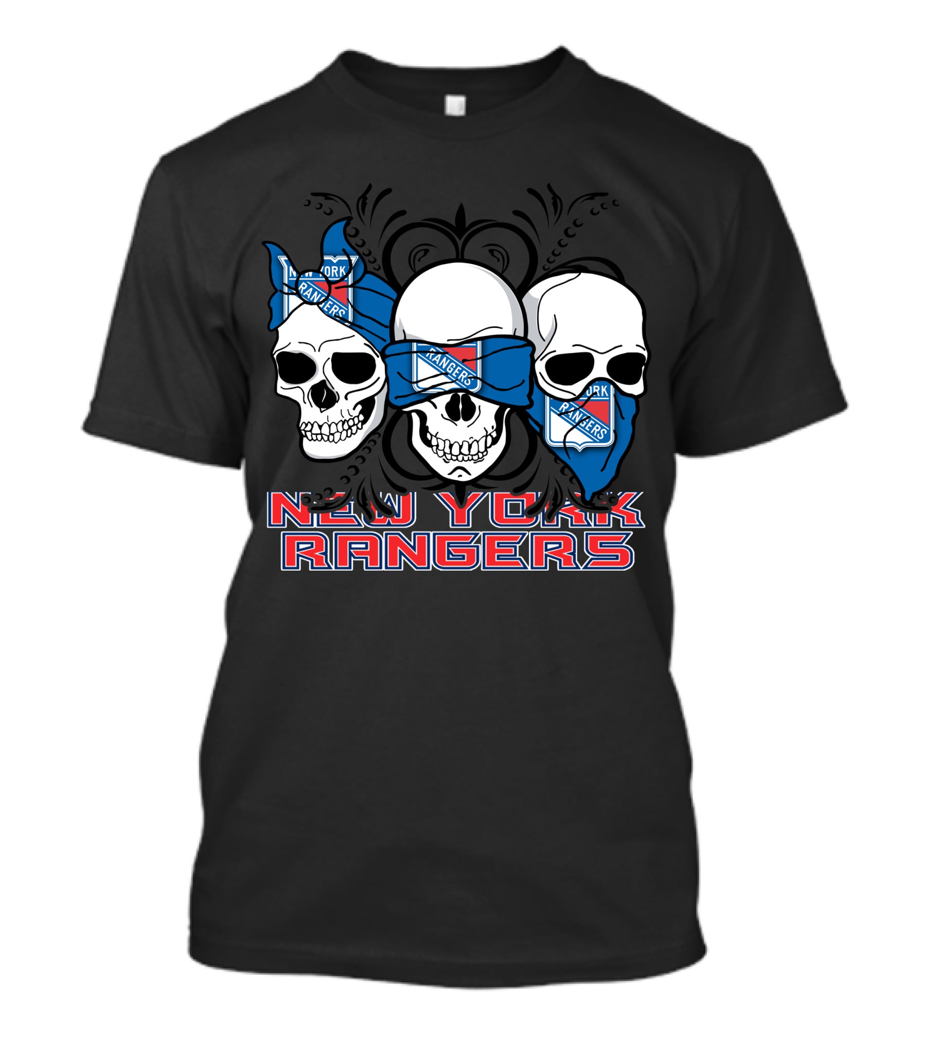 New York Rangers Skulls Fan T-Shirt