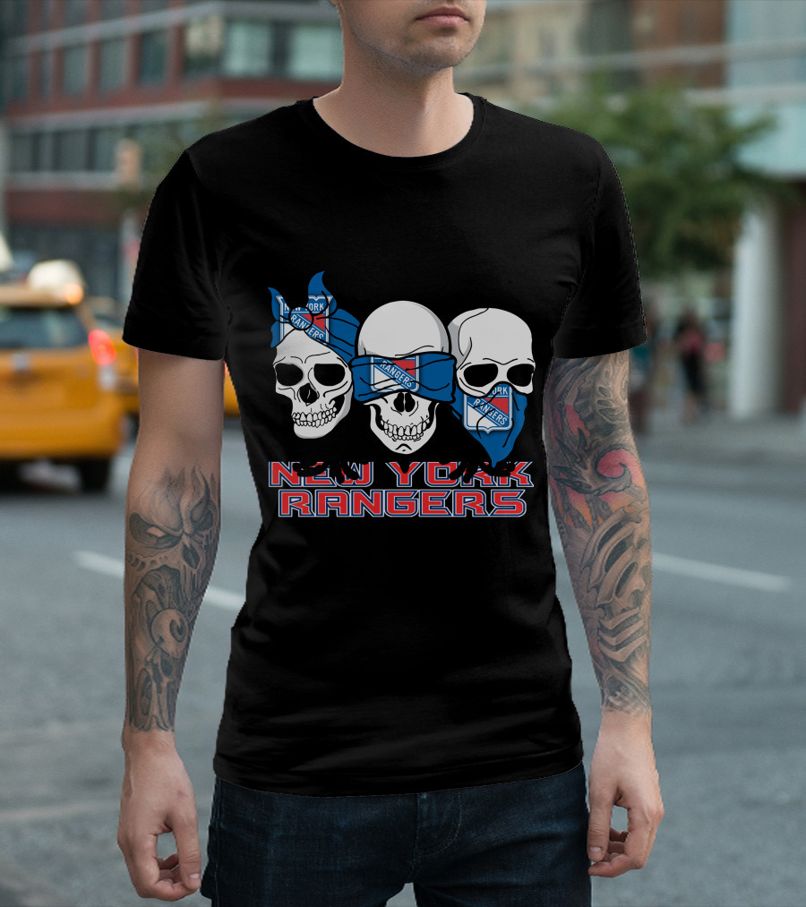 New York Rangers Skulls Fan T-Shirt