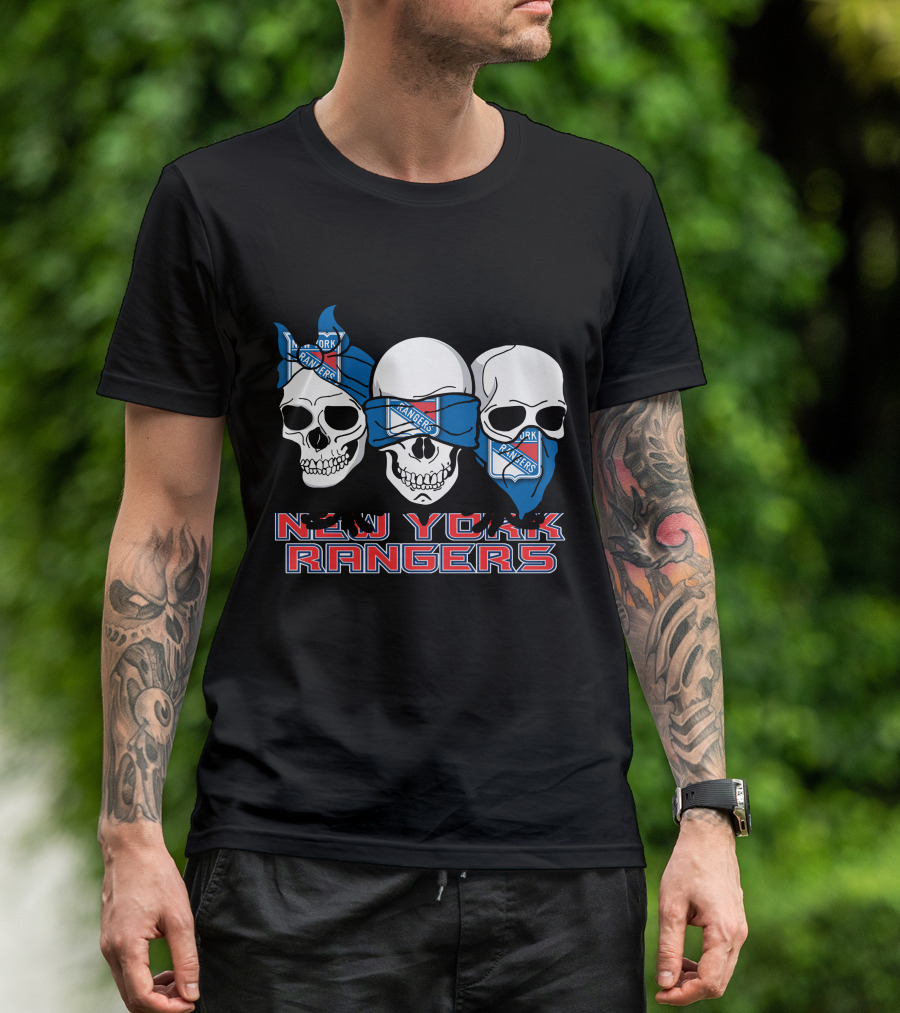 New York Rangers Skulls Fan T-Shirt