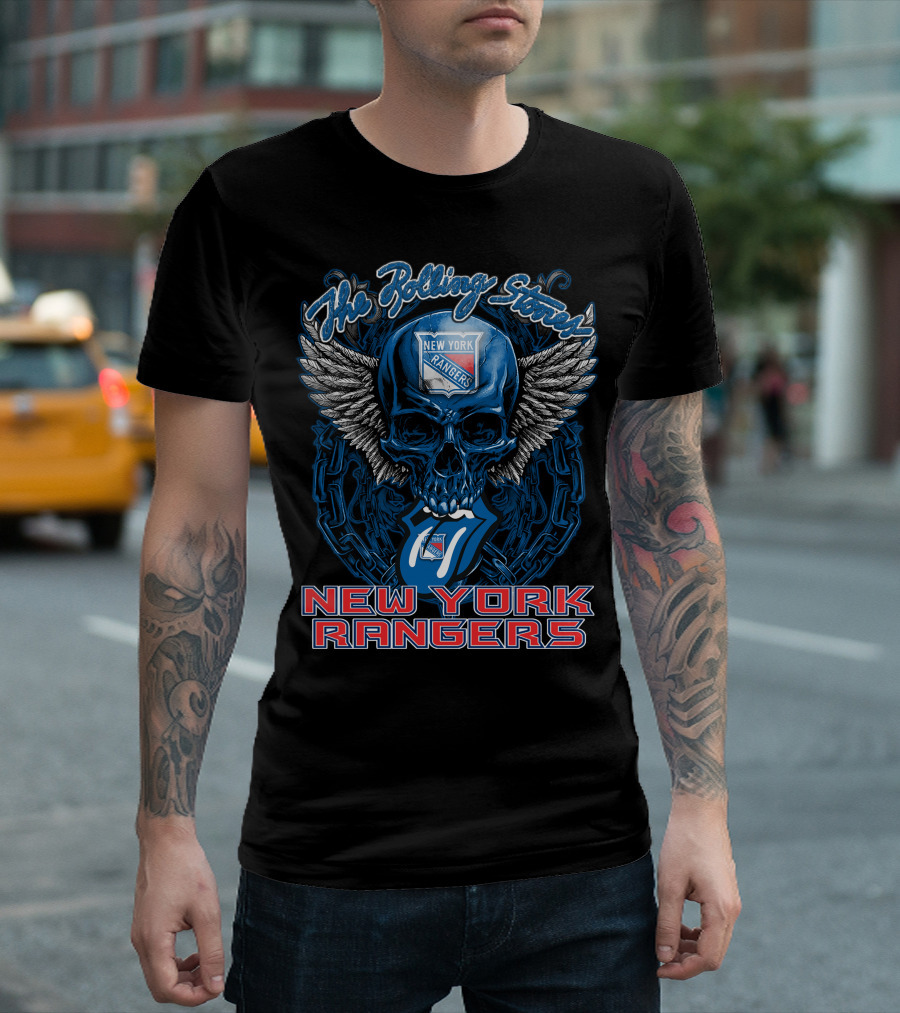 The Rolling Stones Skull With Wings And Tongue Featuring New York Rangers T-Shirt