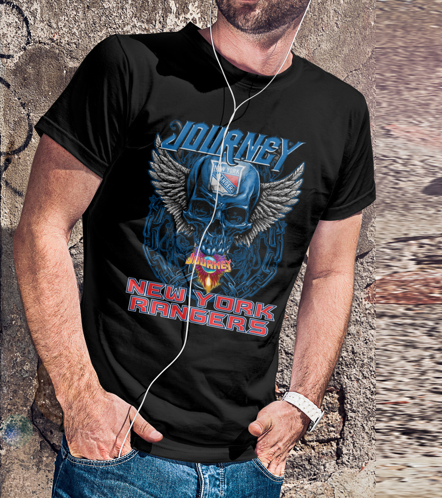 Journey New York Rangers Skull Wings Chain Flame T-Shirt