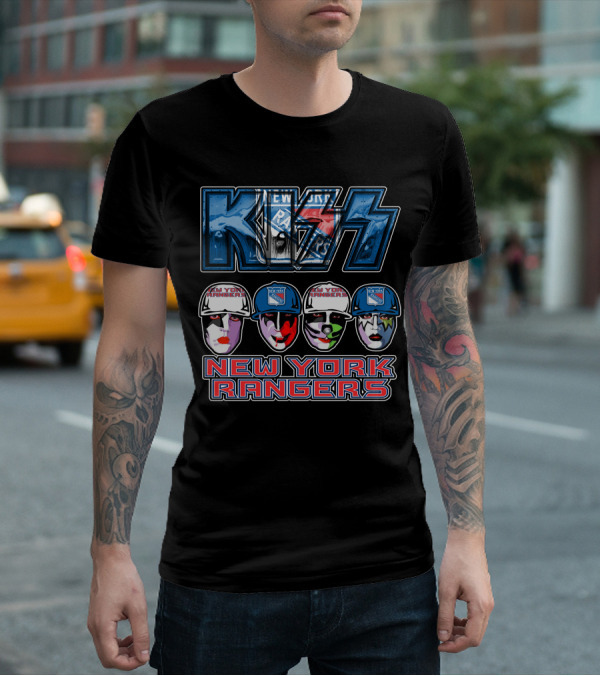 Kiss New York Rangers Iconic Band And Ice Hockey Team Fusion T-Shirt