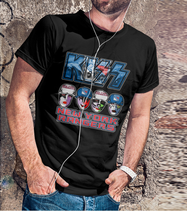 Kiss New York Rangers Iconic Band And Ice Hockey Team Fusion T-Shirt