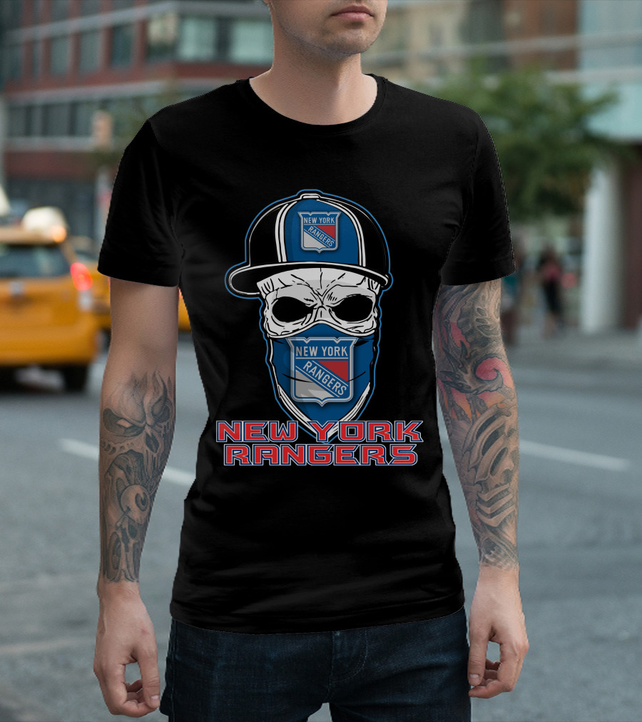 New York Rangers Skull Hat T-Shirt