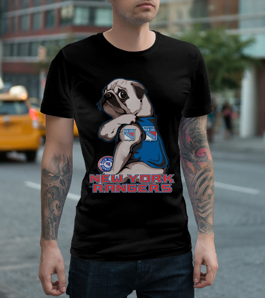 Pug Wearing New York Rangers Jersey T-Shirt