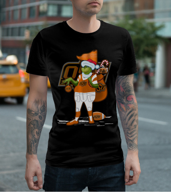Grinchxmas Oklahoma State Cowboys OSU Football Holiday Cheer T-Shirt