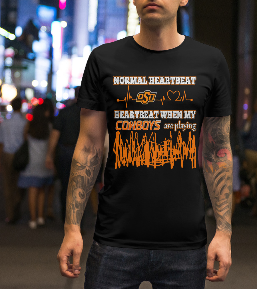 Normal Heartbeat OSU Cowboys Heartbeat When My Cowboys Are Playing T-Shirt