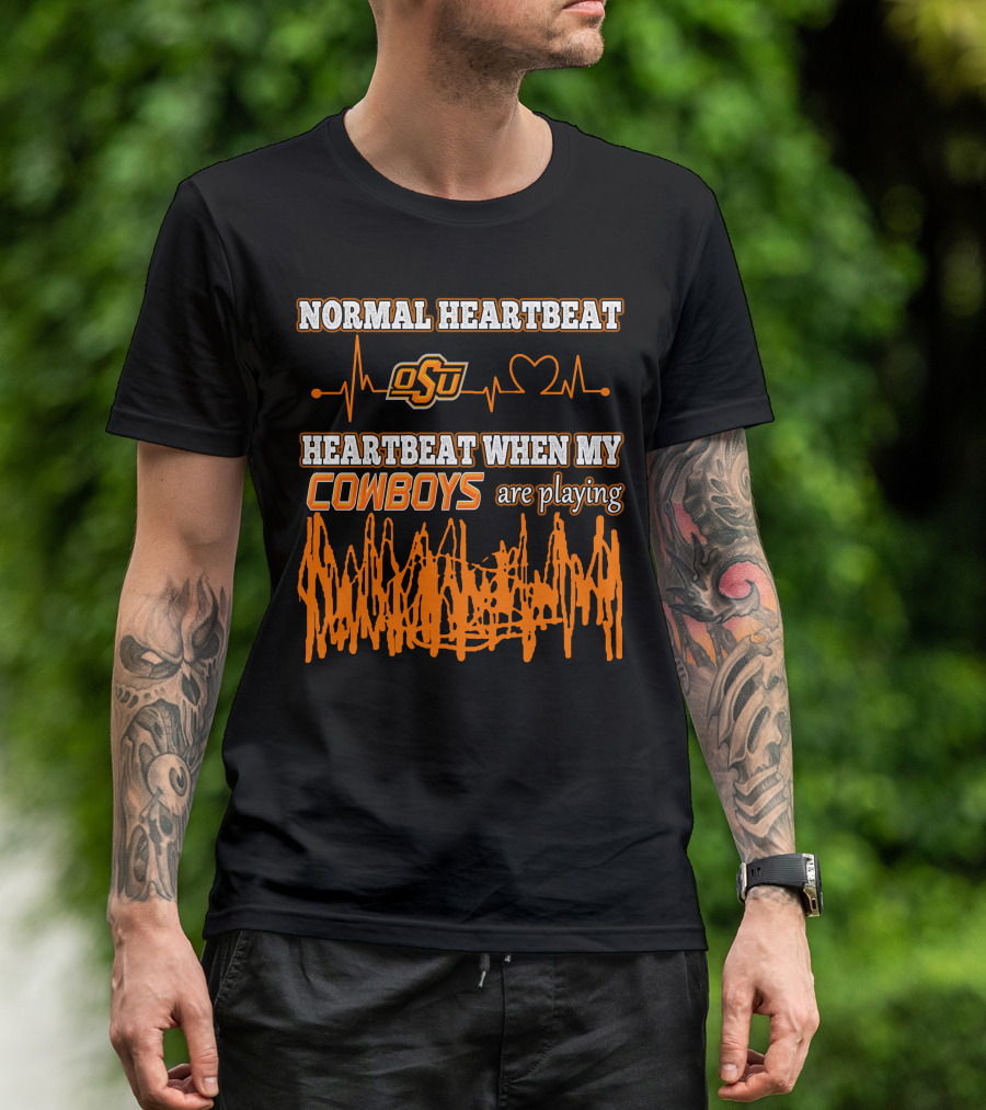 Normal Heartbeat OSU Cowboys Heartbeat When My Cowboys Are Playing T-Shirt