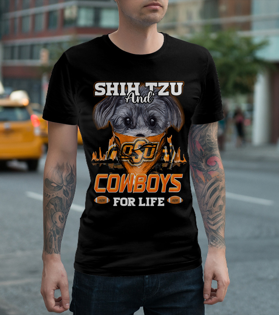 Shih Tzu And Cowboys OSU For Life T-Shirt