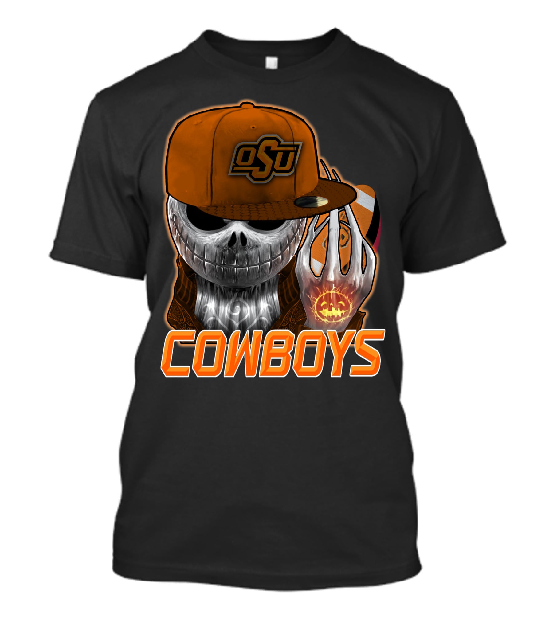 Osu Cowboys Halloween Skull Pumpkin Oklahoma State T-Shirt