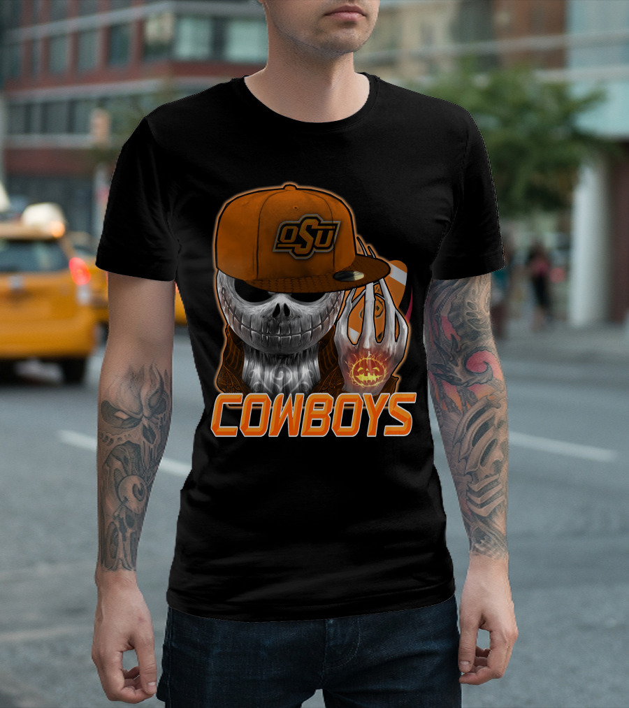Osu Cowboys Halloween Skull Pumpkin Oklahoma State T-Shirt