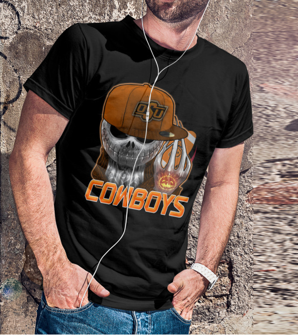 Osu Cowboys Halloween Skull Pumpkin Oklahoma State T-Shirt