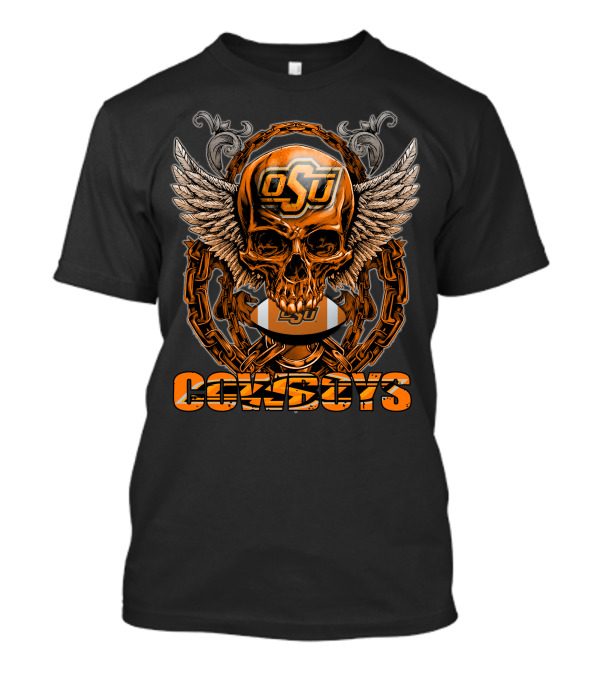 OSU Skull Wings Chain Football Cowboys T-Shirt