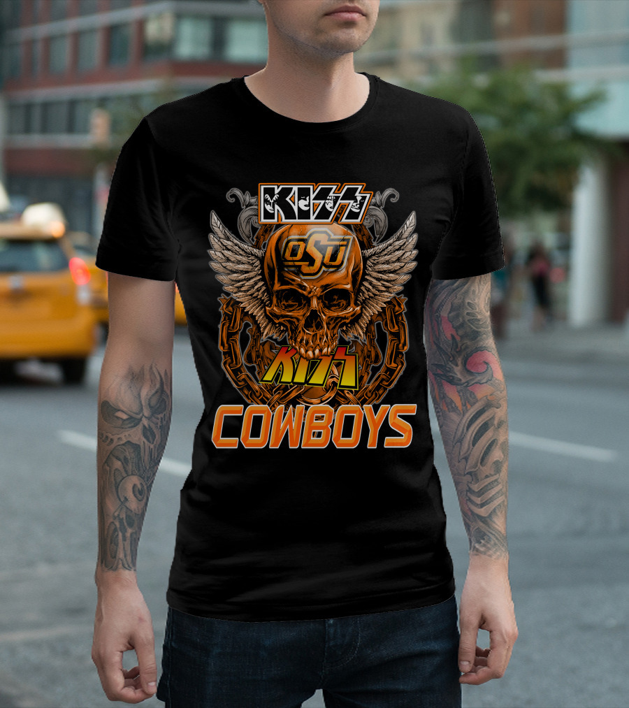 KISS OSU Cowboys Skull Wings Chain T-Shirt