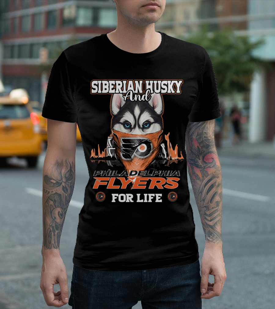 Siberian Husky And Philadelphia Flyers For Life T-Shirt