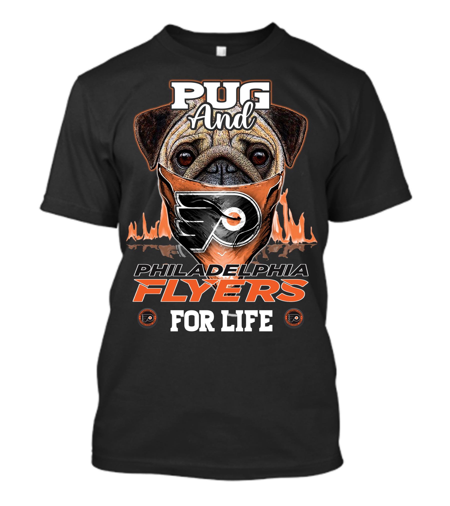 Pug And Philadelphia Flyers For Life T-Shirt