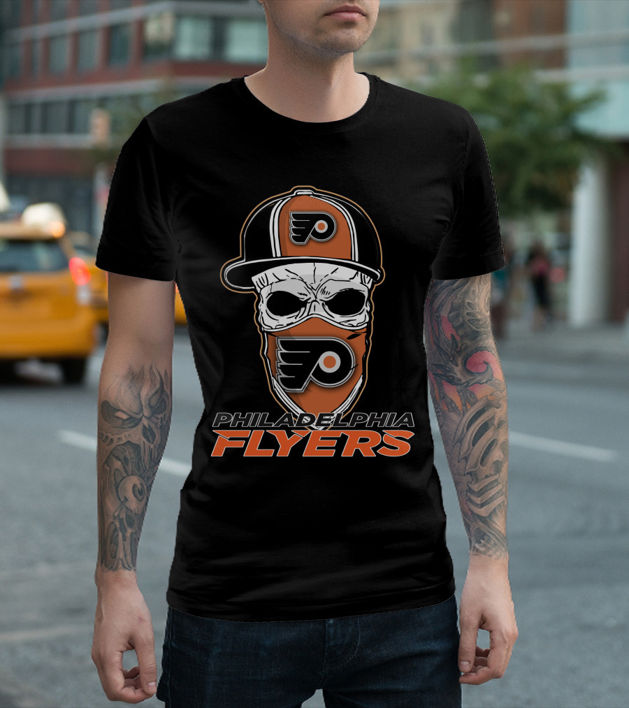 Philadelphia Flyers Skull Mask And Cap T-Shirt