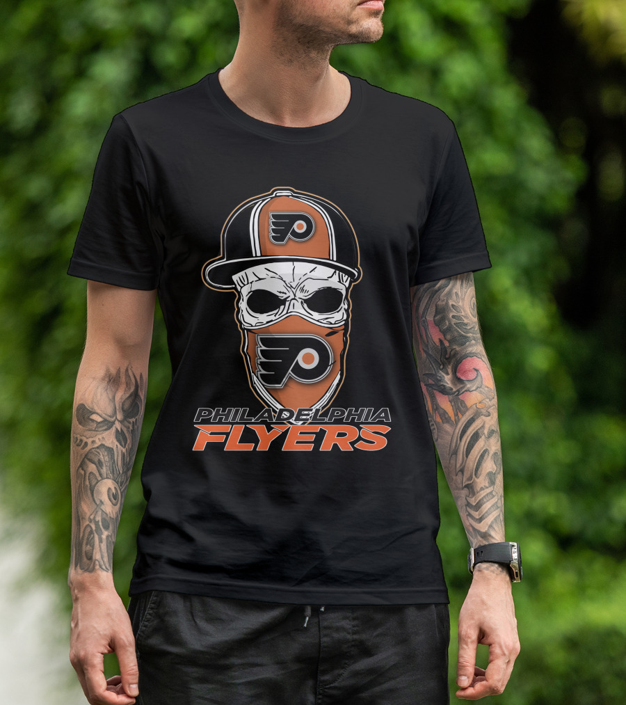 Philadelphia Flyers Skull Mask And Cap T-Shirt