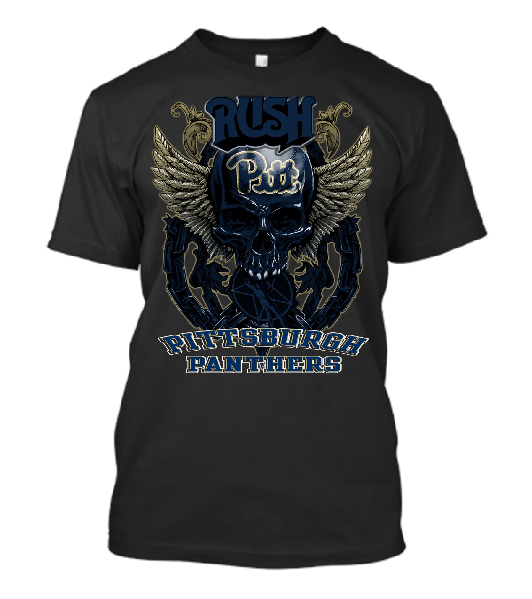Rush Pitt Skull Wings Pittsburgh Panthers T-Shirt