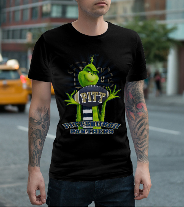 Grinch Holding Pitt Football Pittsburgh Panthers T-Shirt