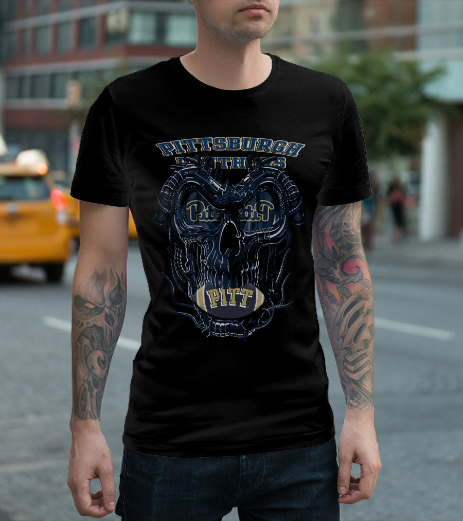 Pittsburgh Panthers Dragonskull Pitt Football T-Shirt