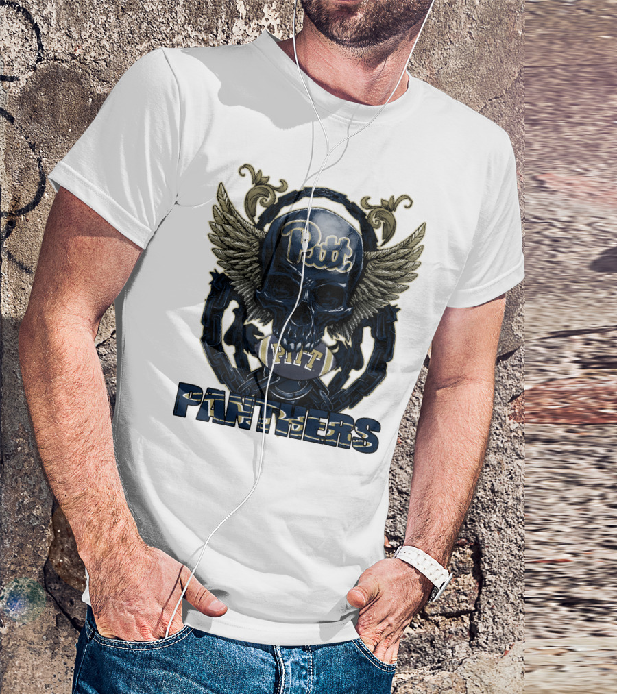 Pitt Panthers Skull Winged Football T-Shirt