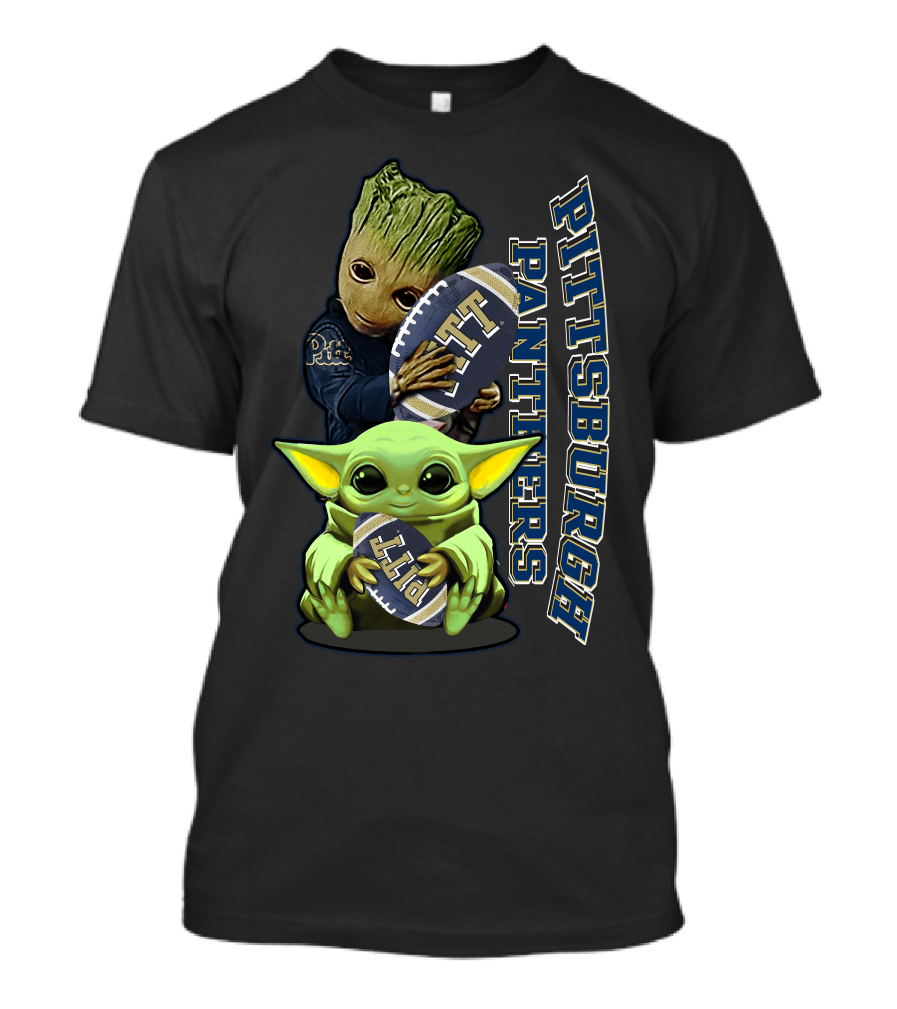 Grzd Pittsburgh Panthers Pitt Football Baby Yoda Groot T-Shirt