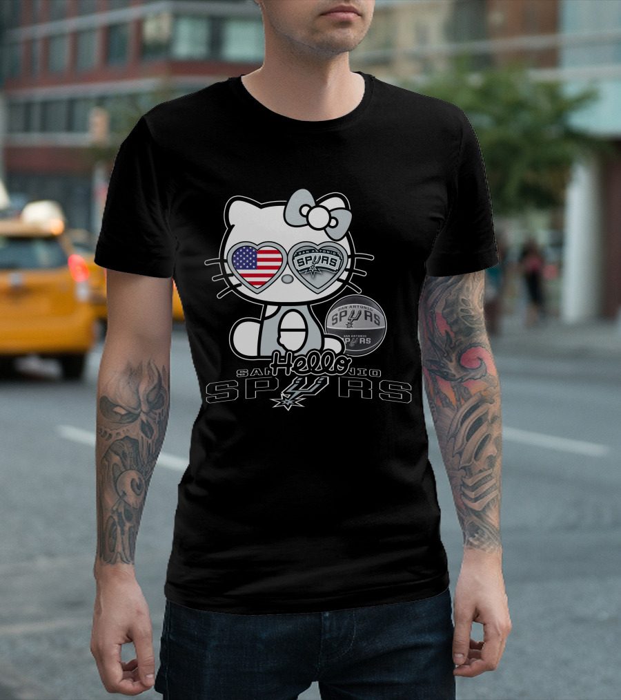 Hello Kitty San Antonio Spurs USA Flag T-Shirt
